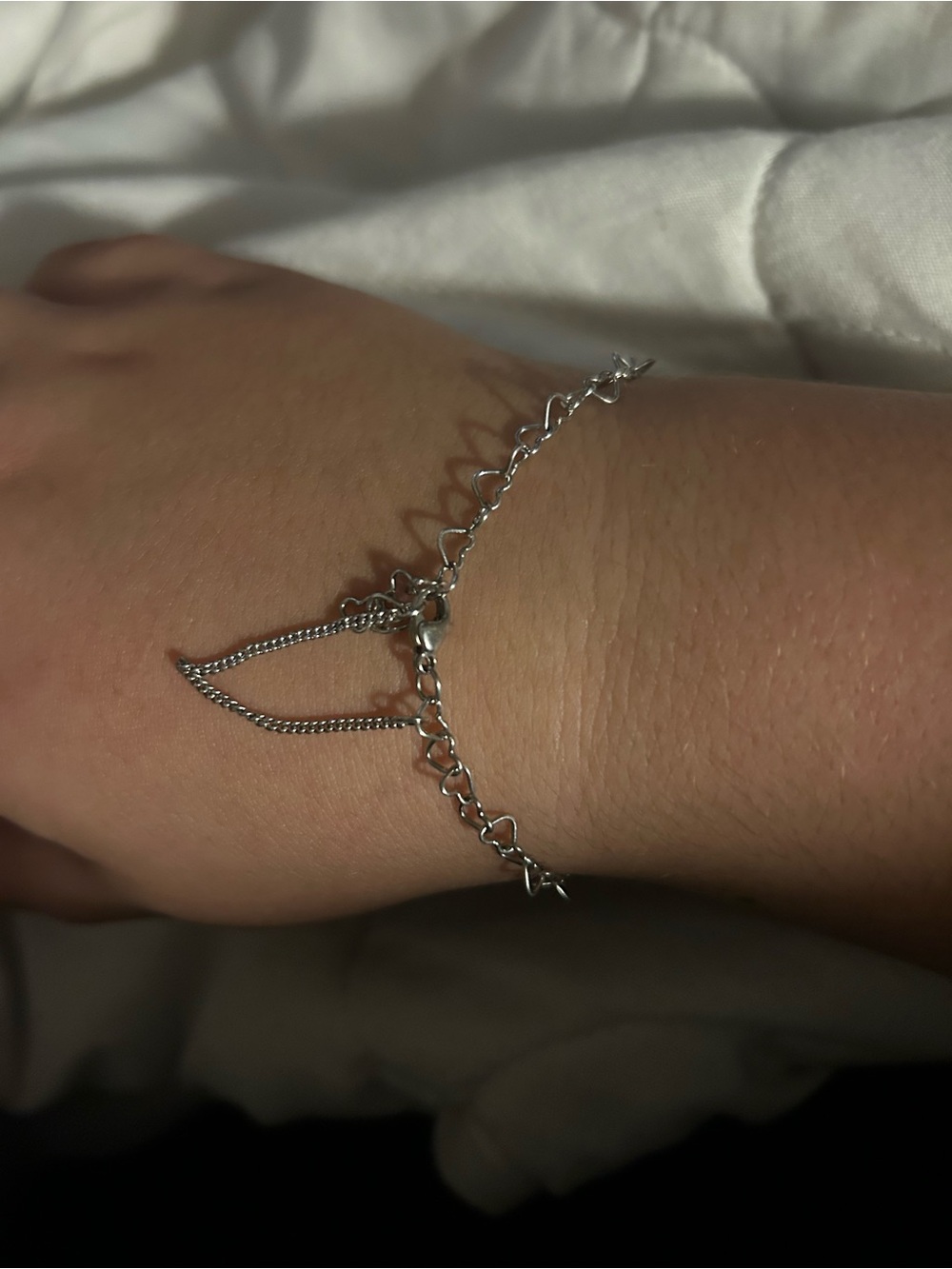 James Avery Silver Heart Link Bracelet with Dangle Chains